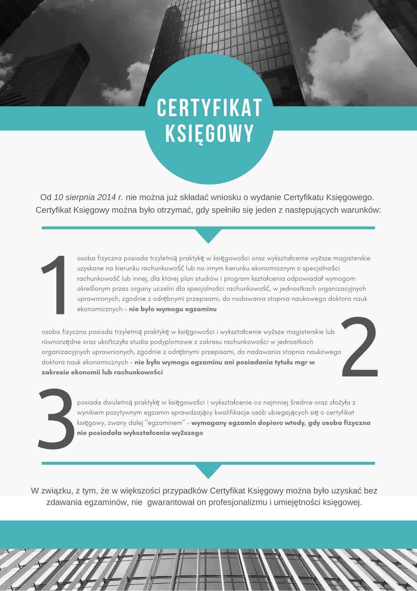 Informacje dotyczące certyfikatu księgowego.